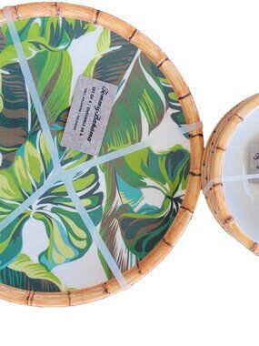 Set 4 Tommy Bahama Dinner Plates & Bamboo Print Bowls Tropical New